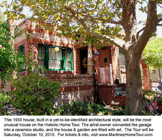 This is an unusal two-toned 1930 brick home in the town of Martinez, CA.